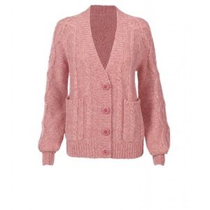 CAbi Pink Cable Knit Cardigan